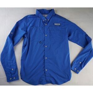 Columbia PFG Button Fishing Shirt Mens XL Vented Long Sleeve Blue Omni-Shade